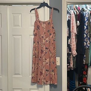 Beautiful Pink Floral Midi Length Dress